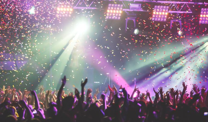 Crowd at event with lights